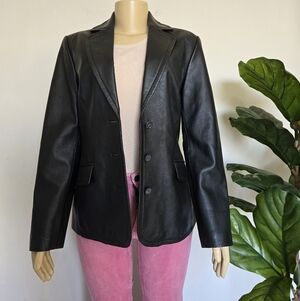 Colebrook Leather Vintage Jacket Blazer Women's Size S Moto Black Color